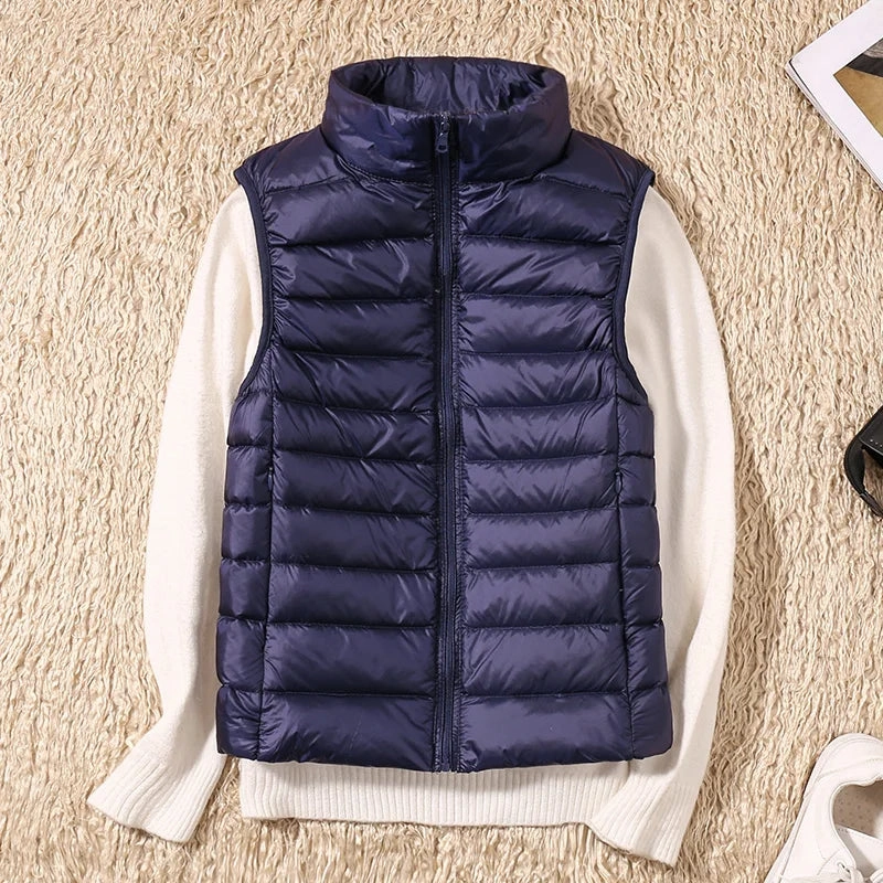 New Women Sleeveless Ultra Light Down Vest Slim Jacket