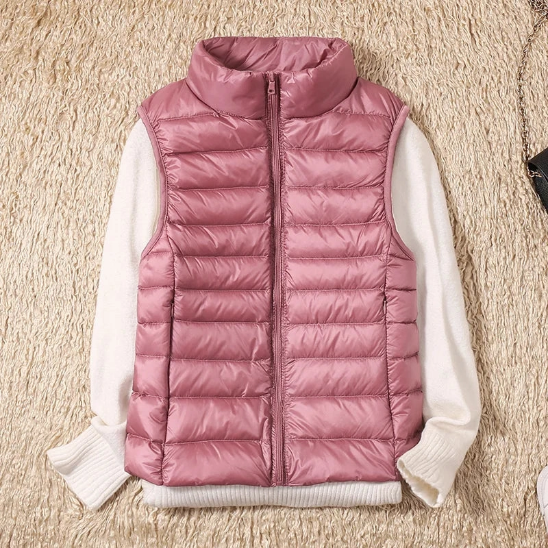 New Women Sleeveless Ultra Light Down Vest Slim Jacket