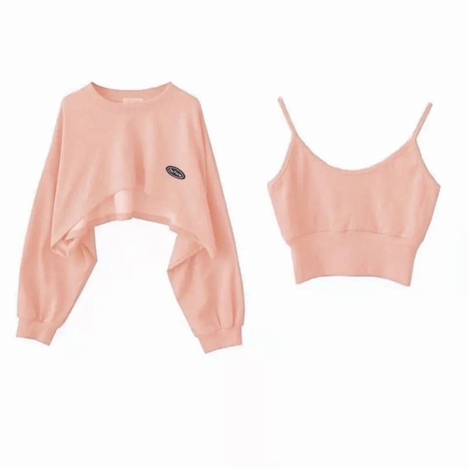 New Women Solid Color O-neck Long Sleeve Hoodie Sweatshirt Slouchy Pullover Jumper Tops for Effortless Street Style