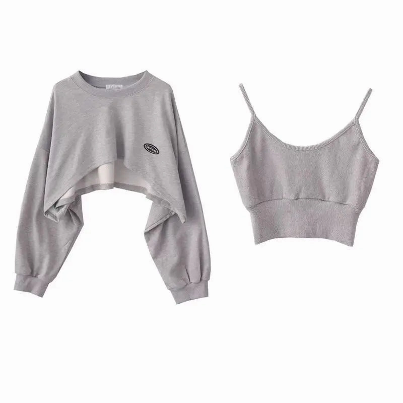 New Women Solid Color O-neck Long Sleeve Hoodie Sweatshirt Slouchy Pullover Jumper Tops for Effortless Street Style