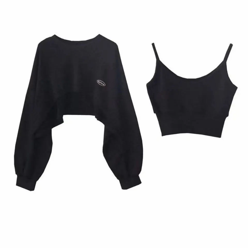 New Women Solid Color O-neck Long Sleeve Hoodie Sweatshirt Slouchy Pullover Jumper Tops for Effortless Street Style