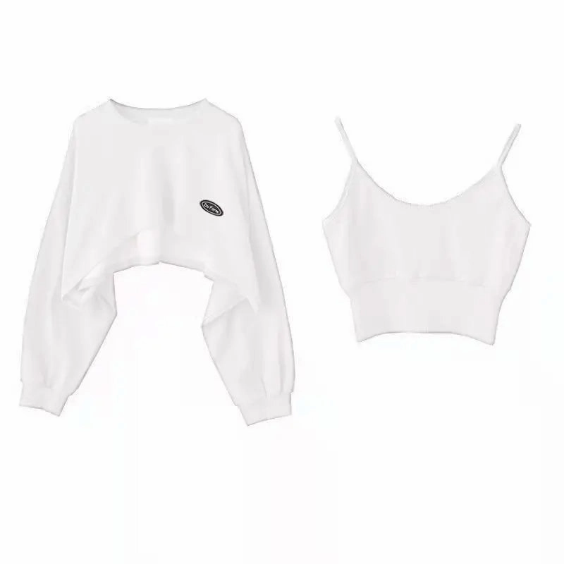 New Women Solid Color O-neck Long Sleeve Hoodie Sweatshirt Slouchy Pullover Jumper Tops for Effortless Street Style