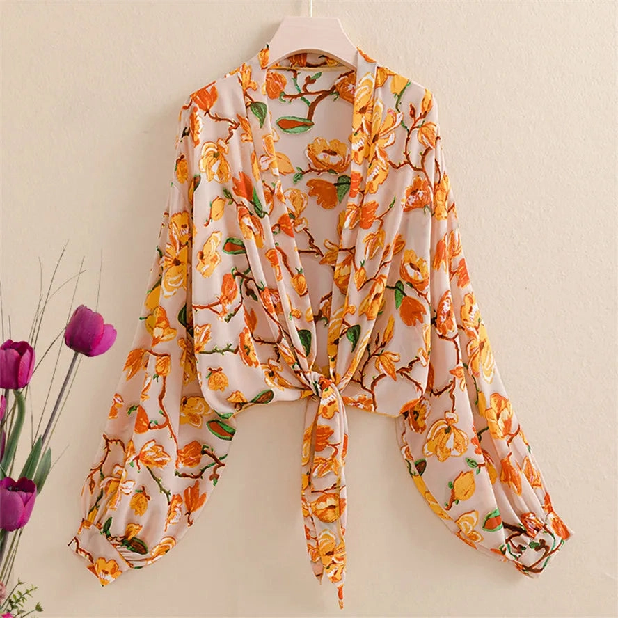 New Women Summer Kimono Cardigan Mesh Transparent Blouse