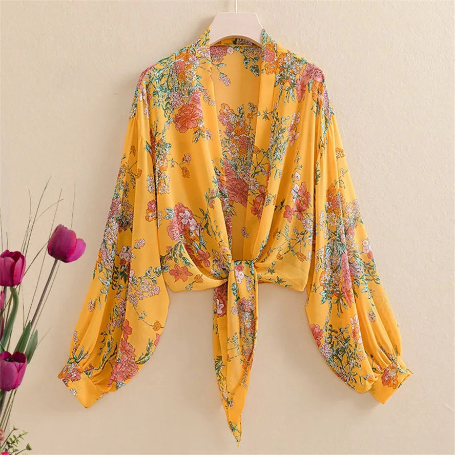 New Women Summer Kimono Cardigan Mesh Transparent Blouse