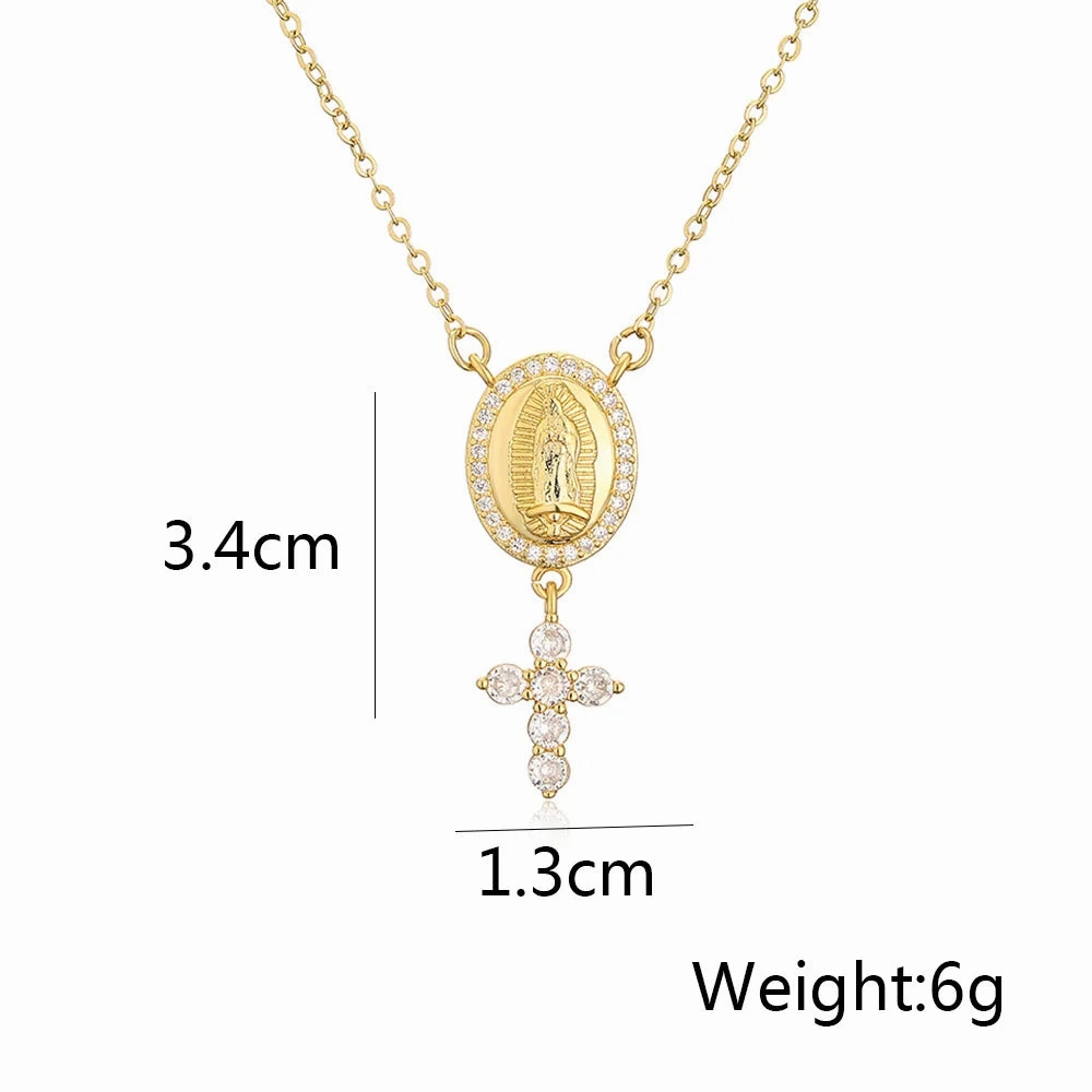 NEWBUY High Quality Women's Religious Jewelry Virgin Mary Pendant Necklace