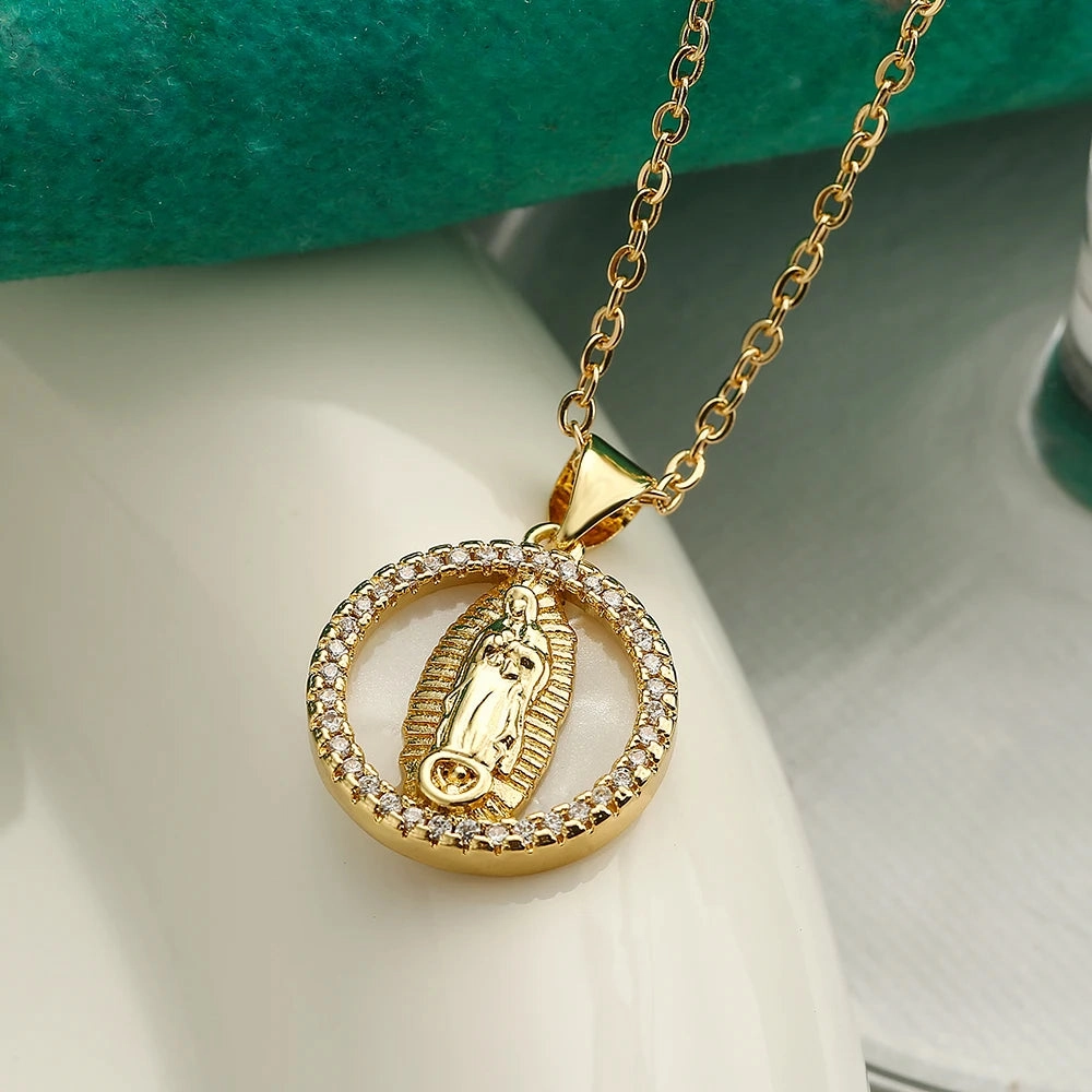 NEWBUY High Quality Women's Religious Jewelry Virgin Mary Pendant Necklace