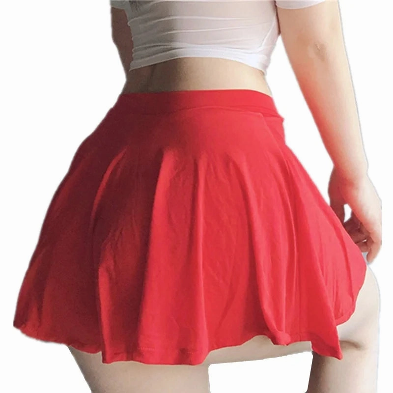 NEWJOINFUN Low Waist A-Line Pleated Mini Skirt for Women
