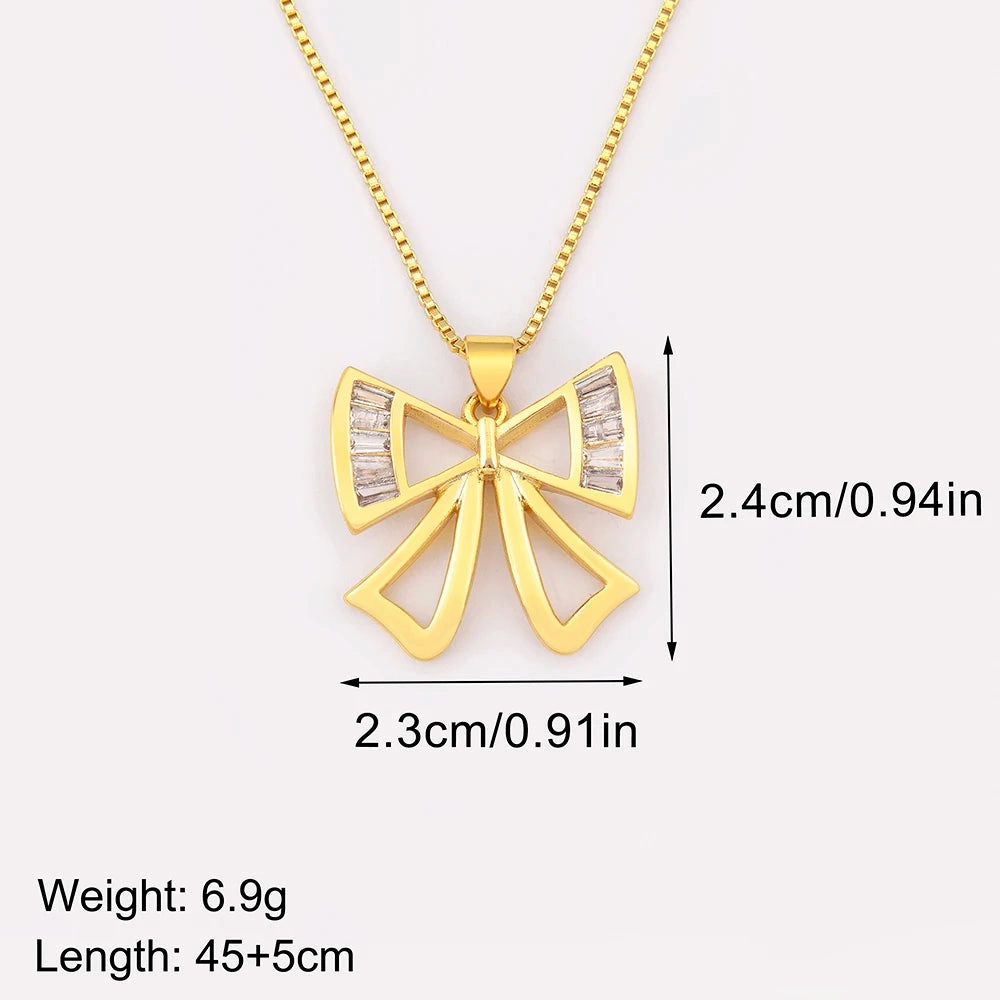Nidin New Trendy Bow Knot Charm Pendant Necklace S/L Options