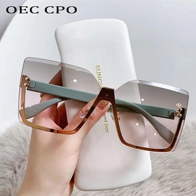 OEC CPO Oversized Rimless Sunglasses UV400 Gradient Shades