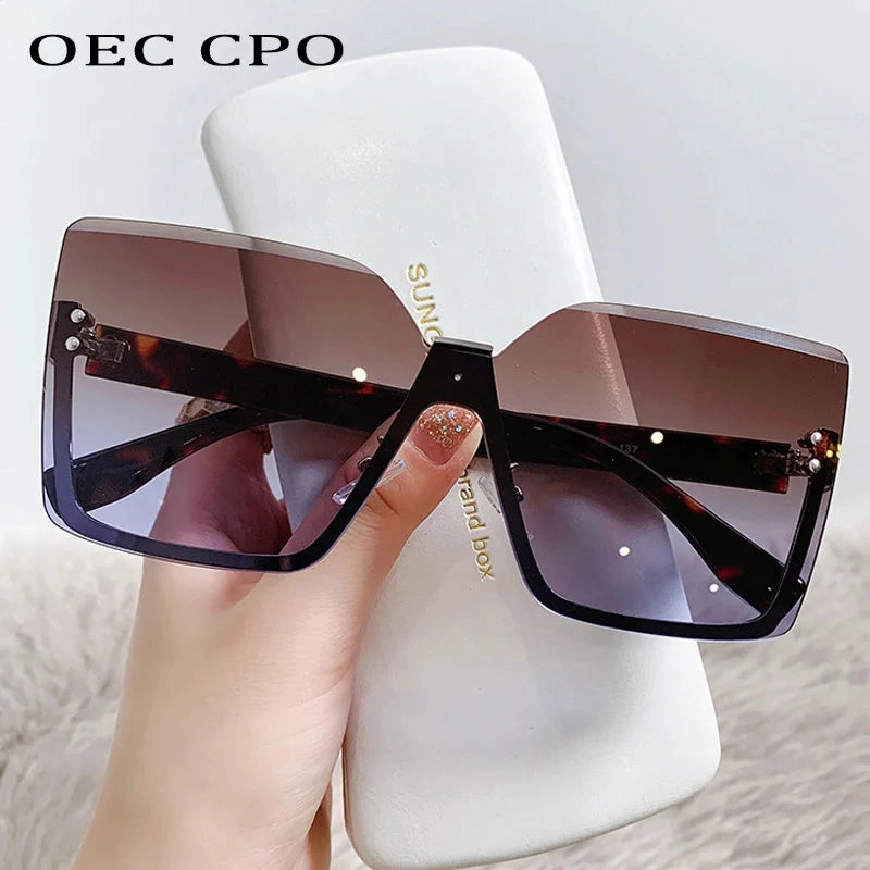 OEC CPO Oversized Rimless Sunglasses UV400 Gradient Shades