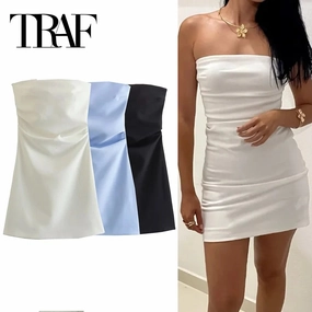 Off Shoulder Mini Dress Women Blue Black White Bodycon Summer Sexy Party Dresses
