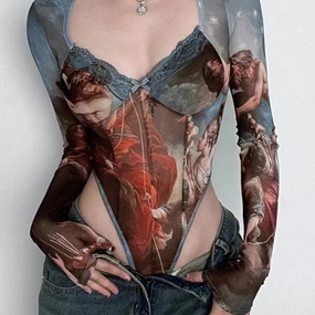 One Piece Casual Vintage Clash Colours Bodysuit Long Sleeve Sexy Streetwear Y2k Fashion