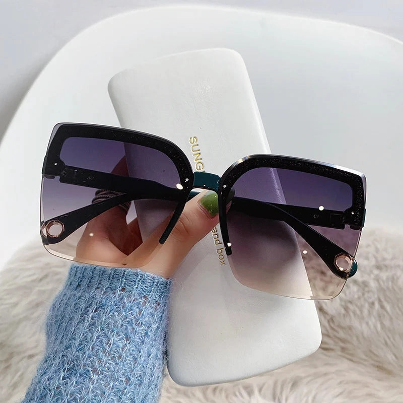 Oversized Sunglasses Man Woman Rimless Vintage Square UV400
