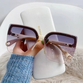 Oversized Sunglasses Man Woman Rimless Vintage Square UV400