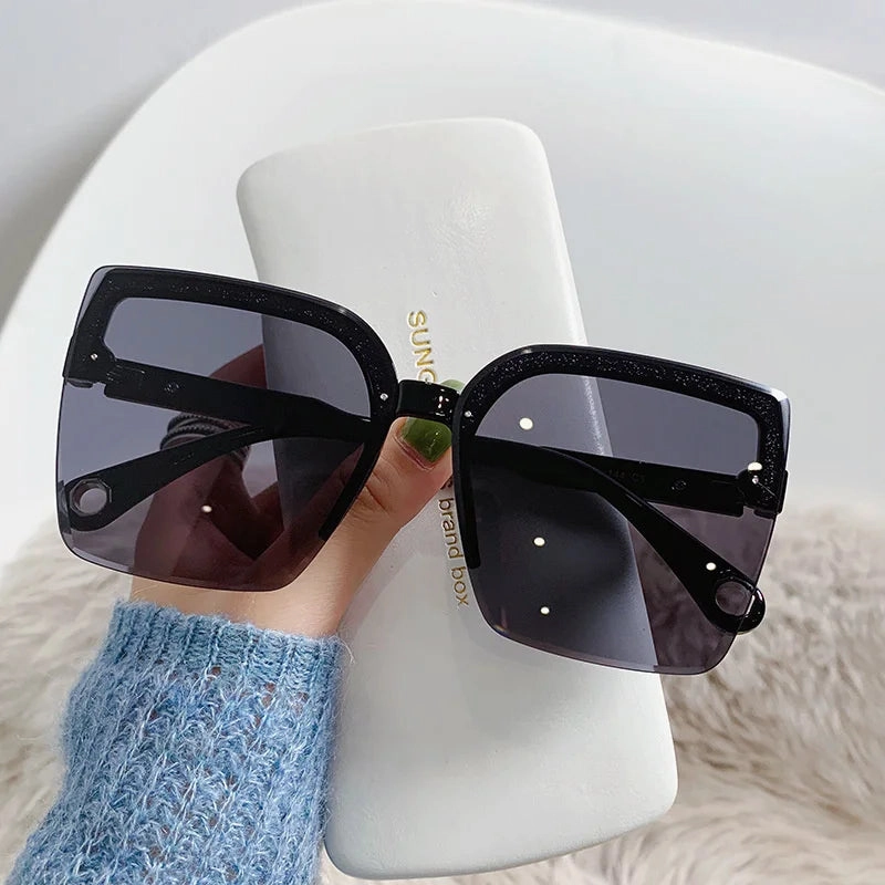 Oversized Sunglasses Man Woman Rimless Vintage Square UV400