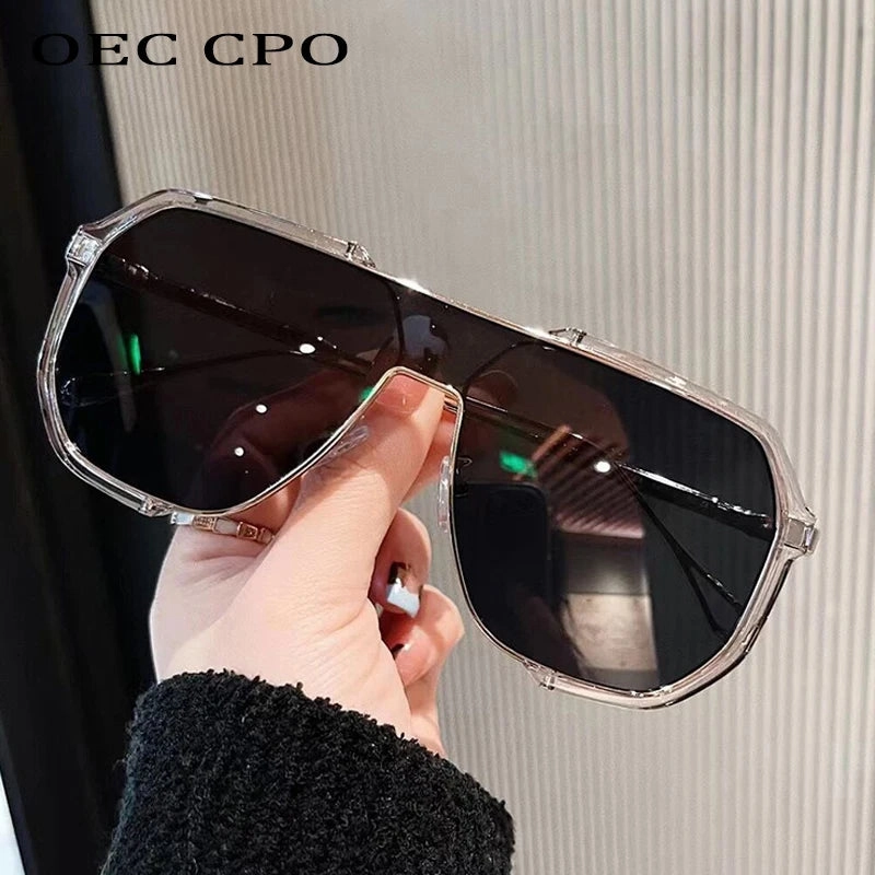 Oversized Sunglasses Women Unique One Piece Fashion UV400