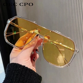 Oversized Sunglasses Women Unique One Piece Fashion UV400