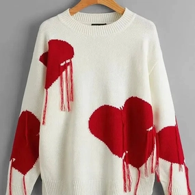 Oversized Sweater Womens Harajuku Love Tassel Embroidery Gothic Jumper Casual Fashion Wear