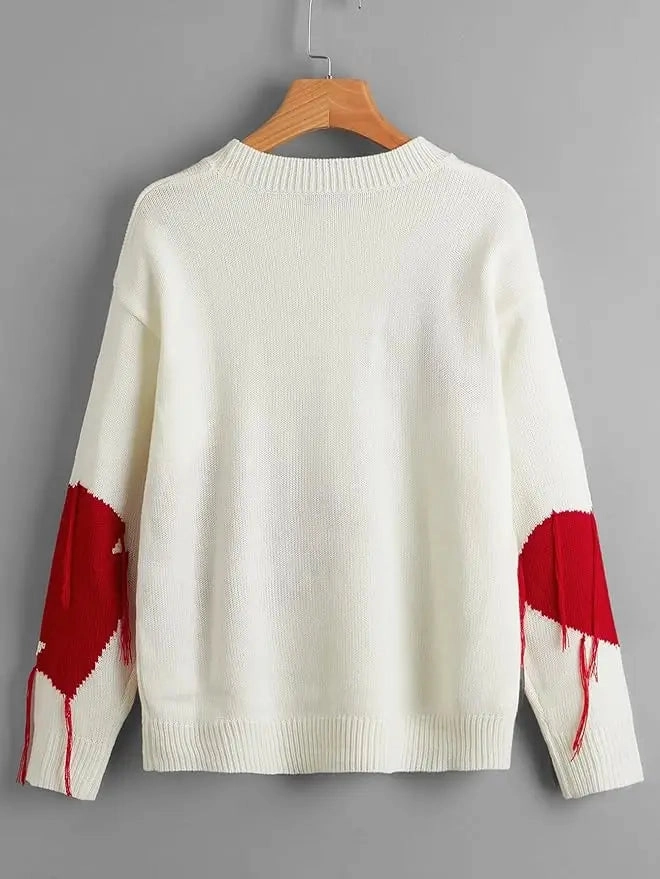 Oversized Sweater Womens Harajuku Love Tassel Embroidery Gothic Jumper Casual Fashion Wear