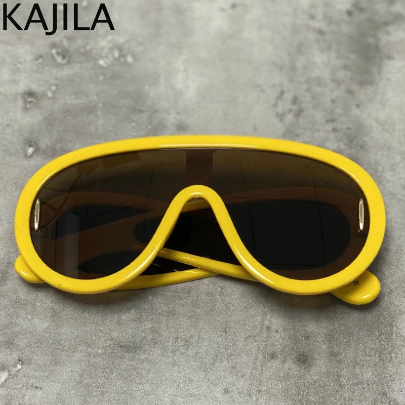 Oversized Wave Mask One-Piece Sunglasses for Women Y2K Style