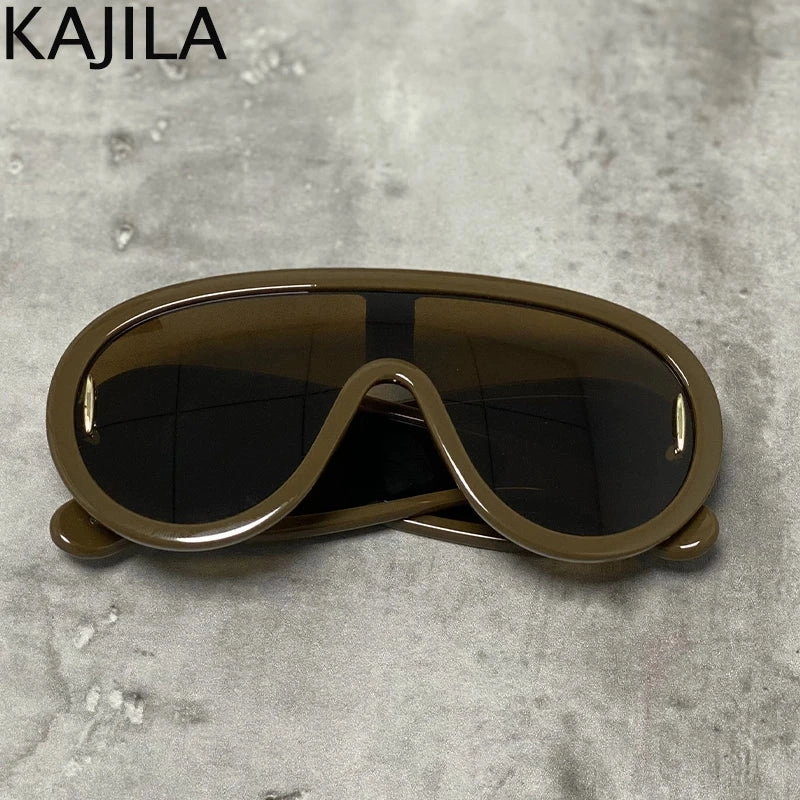 Oversized Wave Mask One-Piece Sunglasses for Women Y2K Style