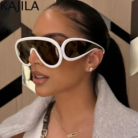 Oversized Wave Mask One-Piece Sunglasses for Women Y2K Style
