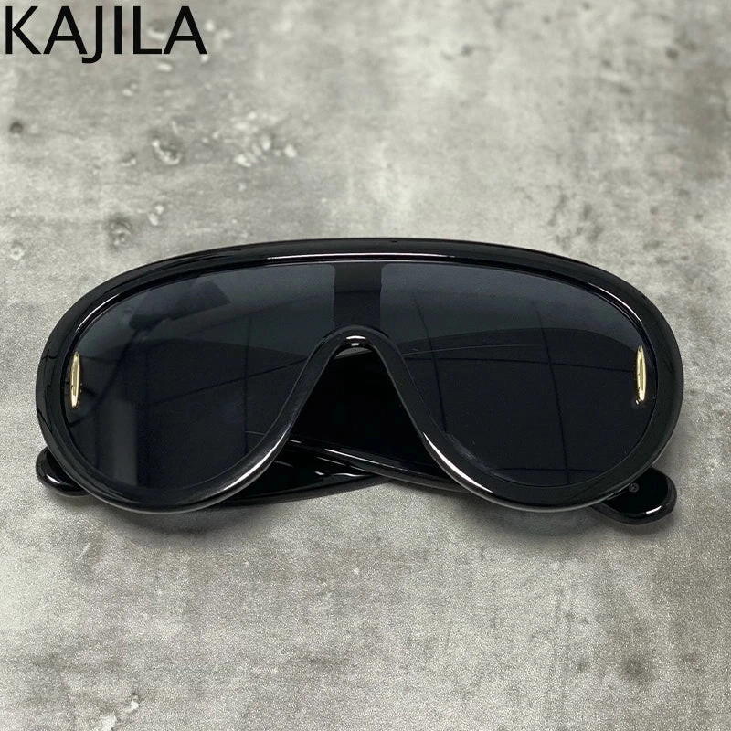 Oversized Wave Mask One-Piece Sunglasses for Women Y2K Style