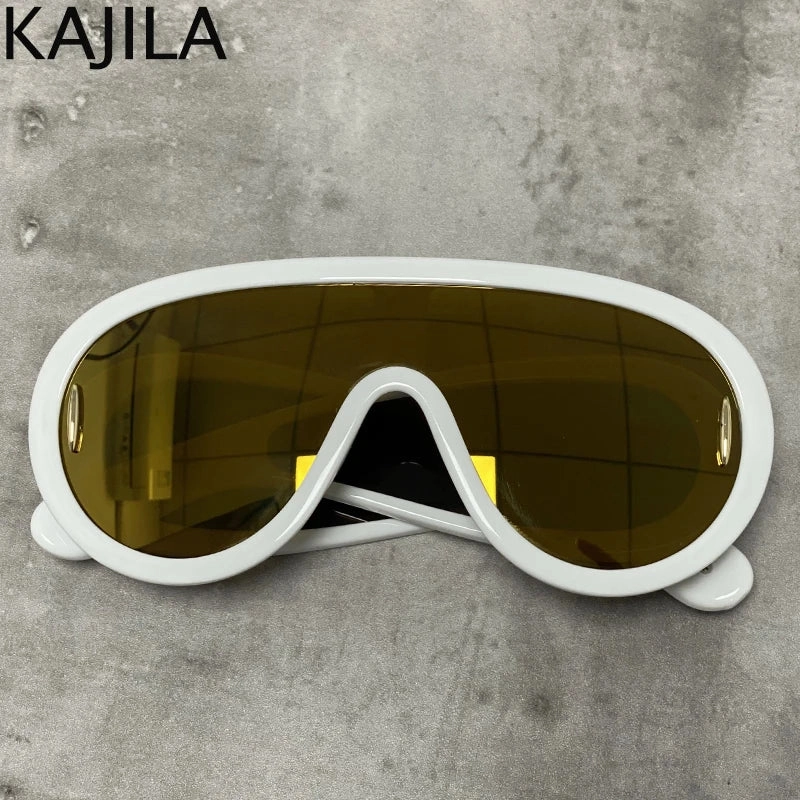 Oversized Wave Mask One-Piece Sunglasses for Women Y2K Style