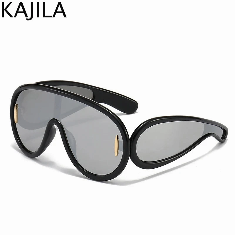 Oversized Wave Mask One-Piece Sunglasses for Women Y2K Style