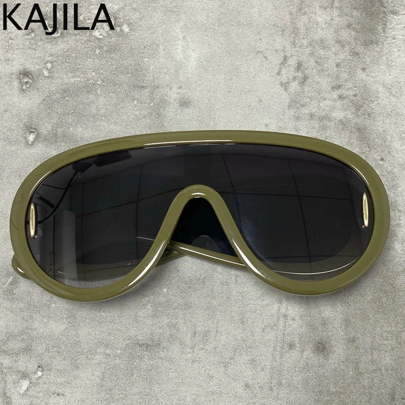 Oversized Wave Mask One-Piece Sunglasses for Women Y2K Style