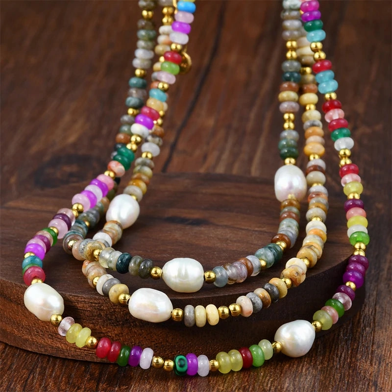 PAPERPLUS Agate Pearl Necklace for Women Luxury Jewelry
