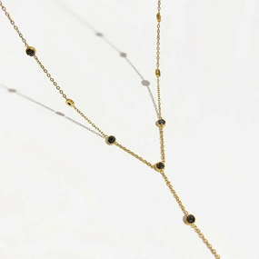 Peri'sbox Fashion Cubic Zirconia Y Shaped Long Tassel Necklace