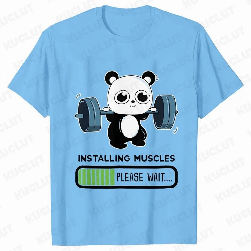 Playful Panda Workout Tee for Women - Casual O-Neck Summer T-Shirt with Short Sleeves for Weightlifting & Fitness Fun