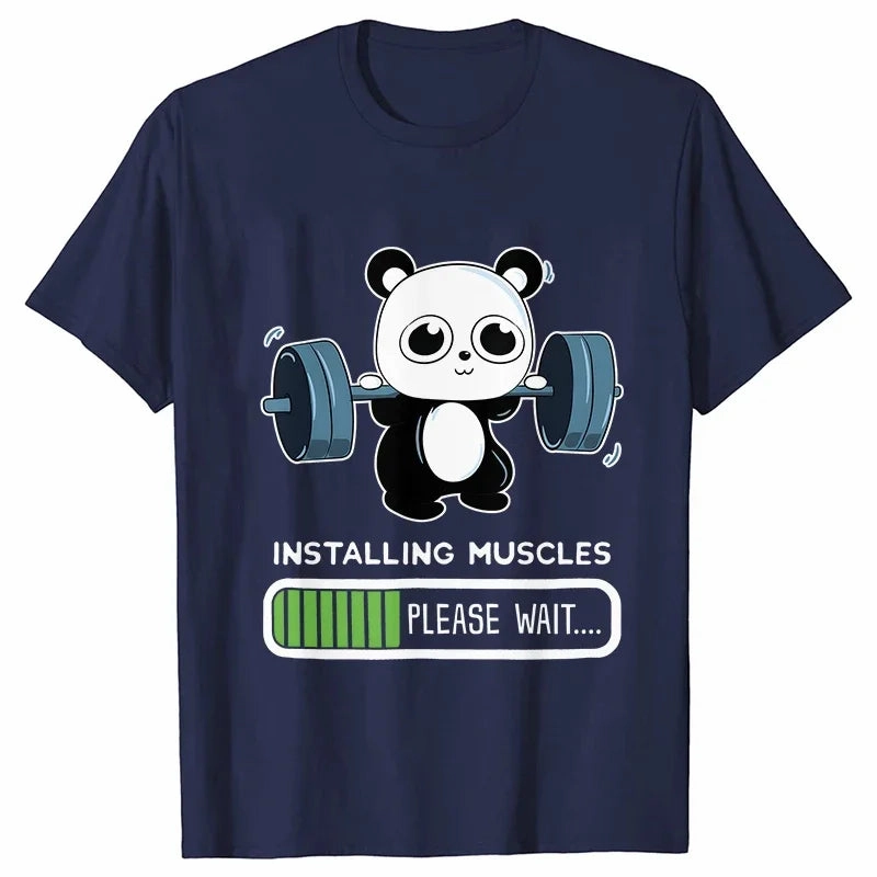 Playful Panda Workout Tee for Women - Casual O-Neck Summer T-Shirt with Short Sleeves for Weightlifting & Fitness Fun