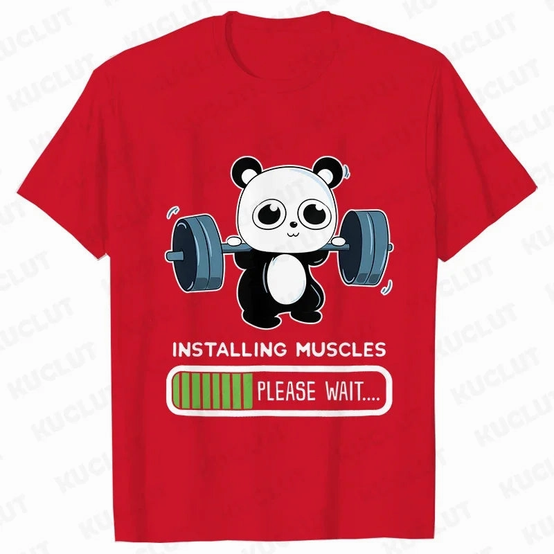 Playful Panda Workout Tee for Women - Casual O-Neck Summer T-Shirt with Short Sleeves for Weightlifting & Fitness Fun