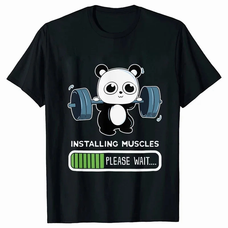 Playful Panda Workout Tee for Women - Casual O-Neck Summer T-Shirt with Short Sleeves for Weightlifting & Fitness Fun