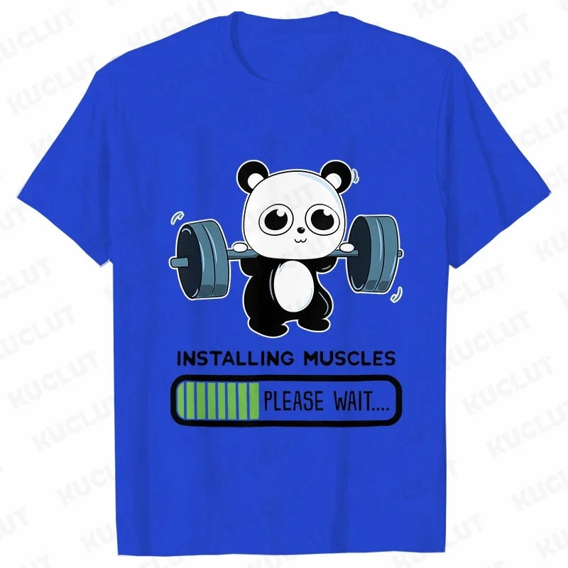 Playful Panda Workout Tee for Women - Casual O-Neck Summer T-Shirt with Short Sleeves for Weightlifting & Fitness Fun
