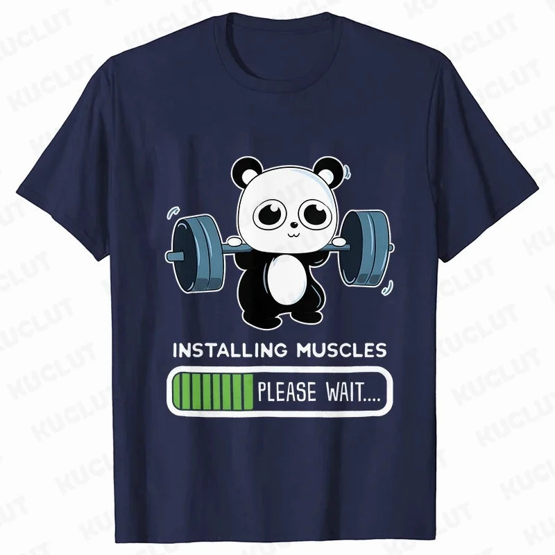 Playful Panda Workout Tee for Women - Casual O-Neck Summer T-Shirt with Short Sleeves for Weightlifting & Fitness Fun
