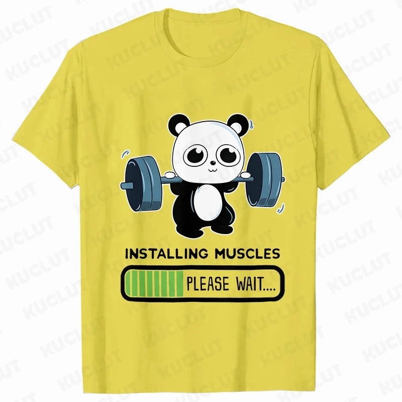 Playful Panda Workout Tee for Women - Casual O-Neck Summer T-Shirt with Short Sleeves for Weightlifting & Fitness Fun