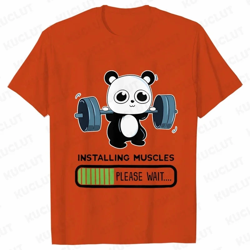 Playful Panda Workout Tee for Women - Casual O-Neck Summer T-Shirt with Short Sleeves for Weightlifting & Fitness Fun