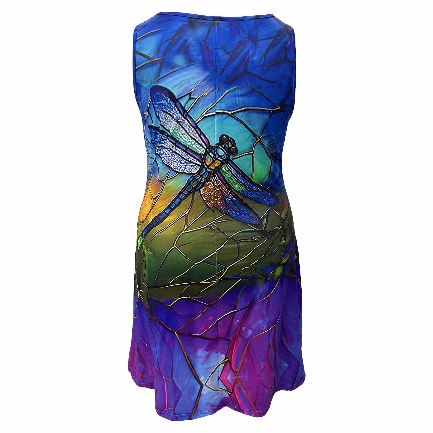 Plus Size Dragonfly Print Tank Dress for Spring & Summer