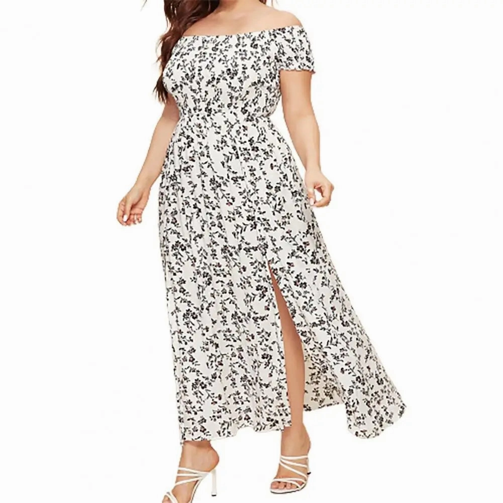 Plus Size Maxi Dress Off Shoulder Bohemia Style Elegant Long Dress