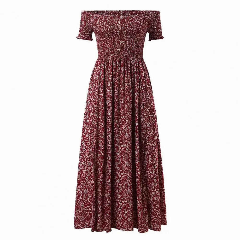 Plus Size Maxi Dress Off Shoulder Bohemia Style Elegant Long Dress