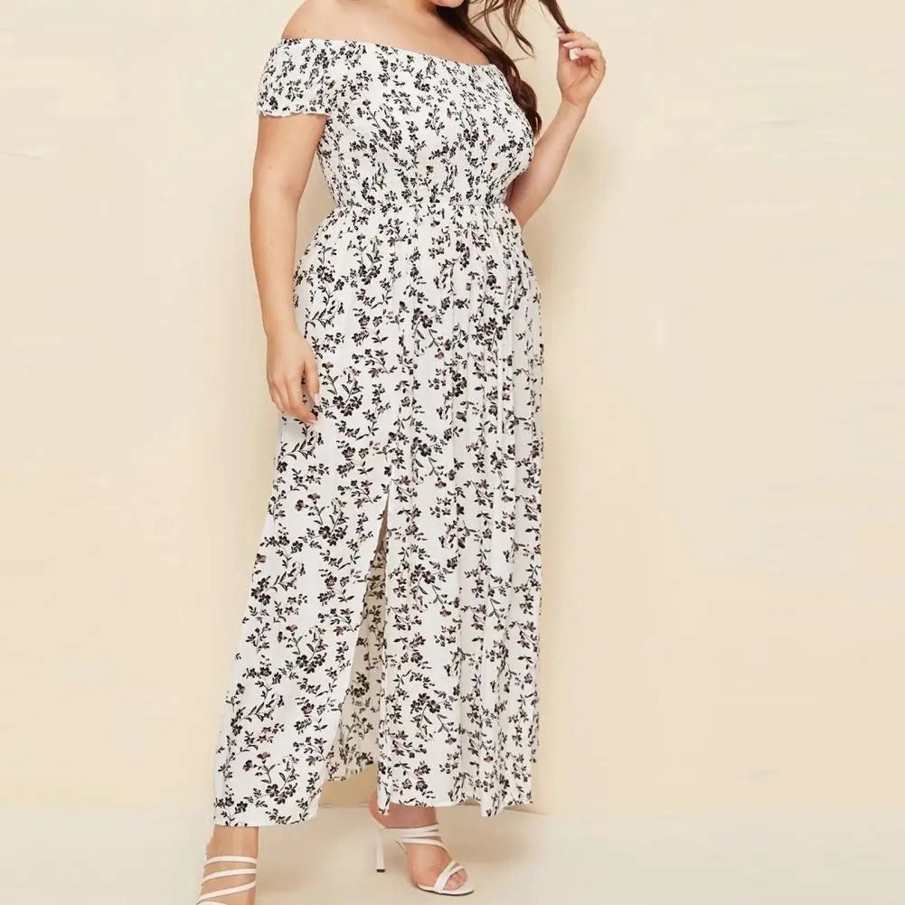 Plus Size Maxi Dress Off Shoulder Bohemia Style Elegant Long Dress