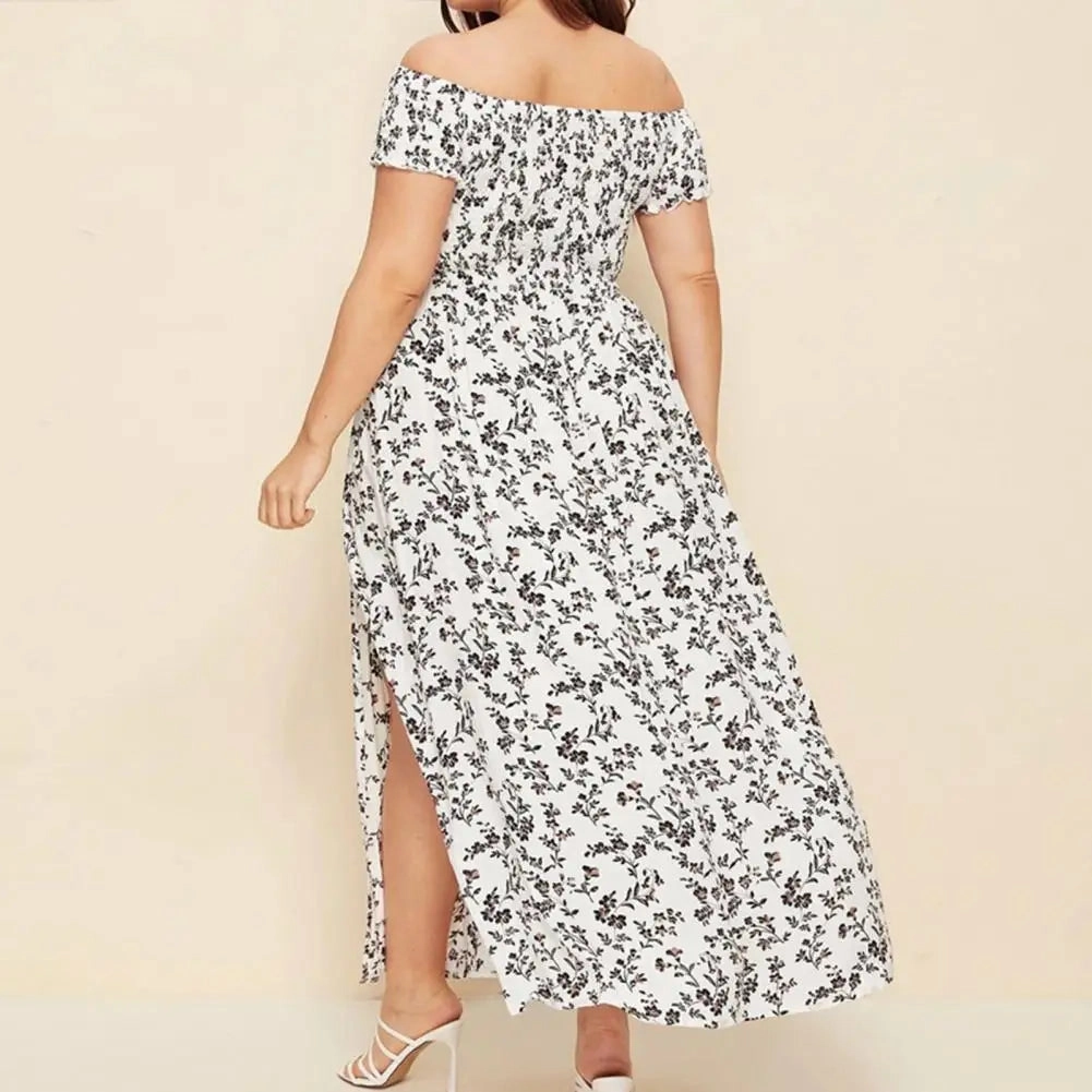 Plus Size Maxi Dress Off Shoulder Bohemia Style Elegant Long Dress