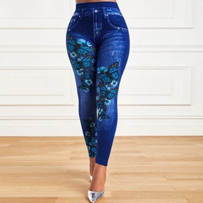 Plus Size Oversized Women High Waist Stretchy Jeggings Denim Look Fashionable Pencil Pants