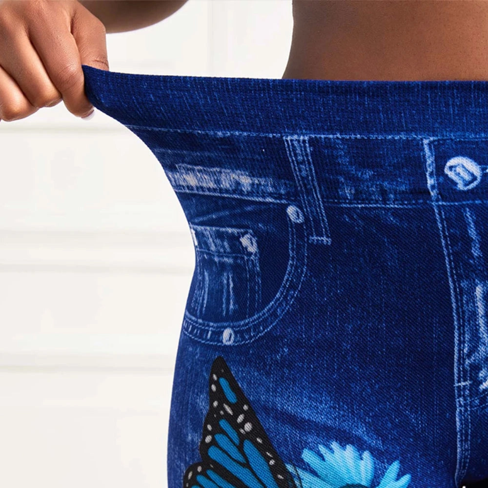 Plus Size Oversized Women High Waist Stretchy Jeggings Denim Look Fashionable Pencil Pants