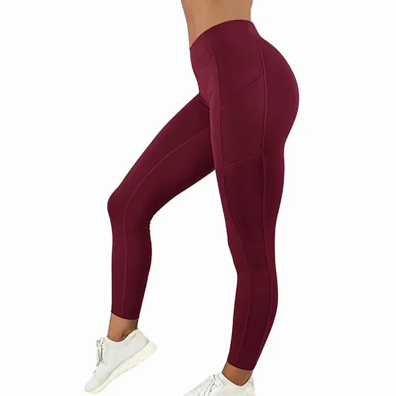 Plus Size Pocket Yoga Pants Women High Waist Gym Tights