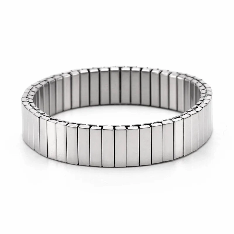 PRISCA | Titanium Steel Elastic Bracelet for Women.Heart Shape.1Pcs.Gold Plated Punk Jewelry.Hip Hop. New Design