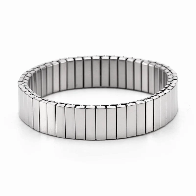 PRISCA | Titanium Steel Elastic Bracelet for Women.Heart Shape.1Pcs.Gold Plated Punk Jewelry.Hip Hop. New Design